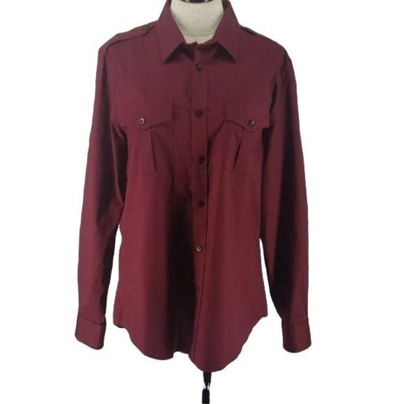 Express Men's Burgundy Fitted Button Down Long Sleeve Nice Shirt Size Large - Picture 1 of 10